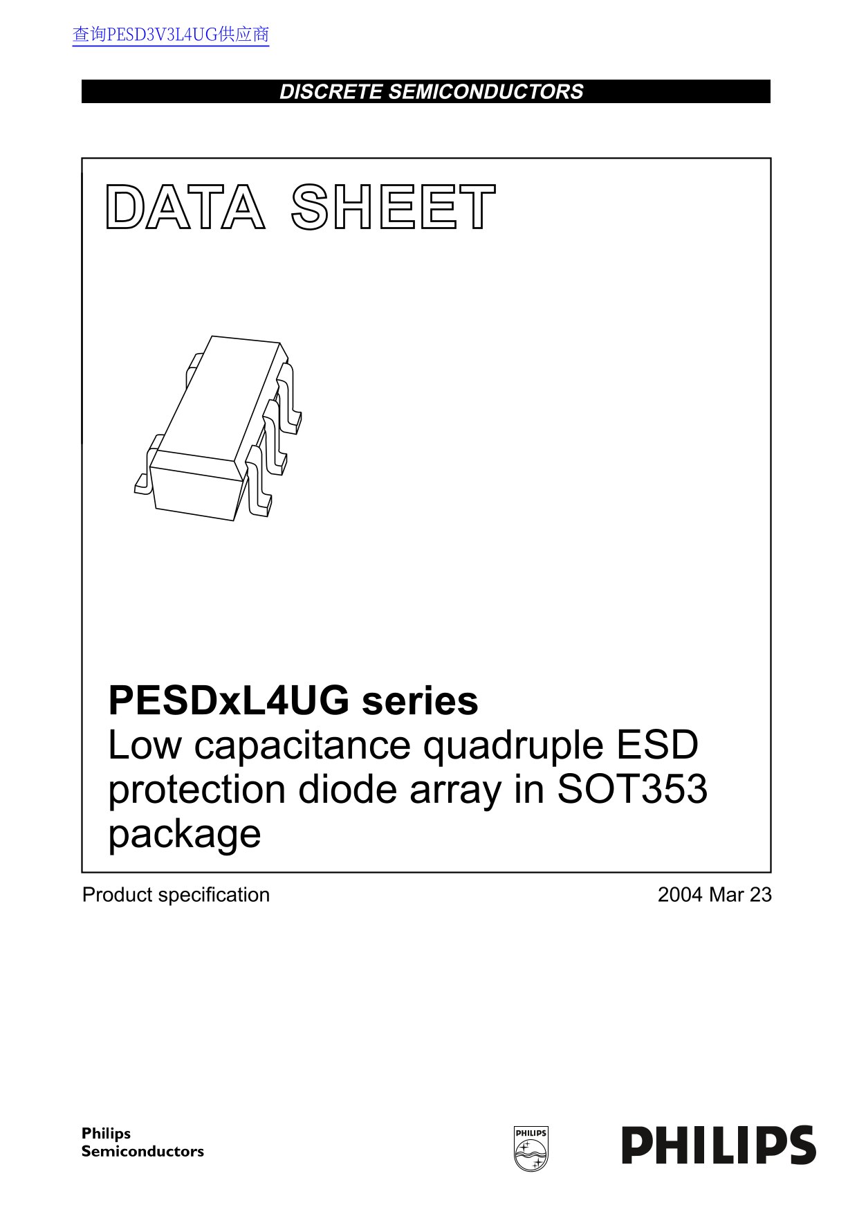 PHILIPS PESDxL4UG series Low capacitance quadruple ESD protection diode array in SOT353 package - Page 1
