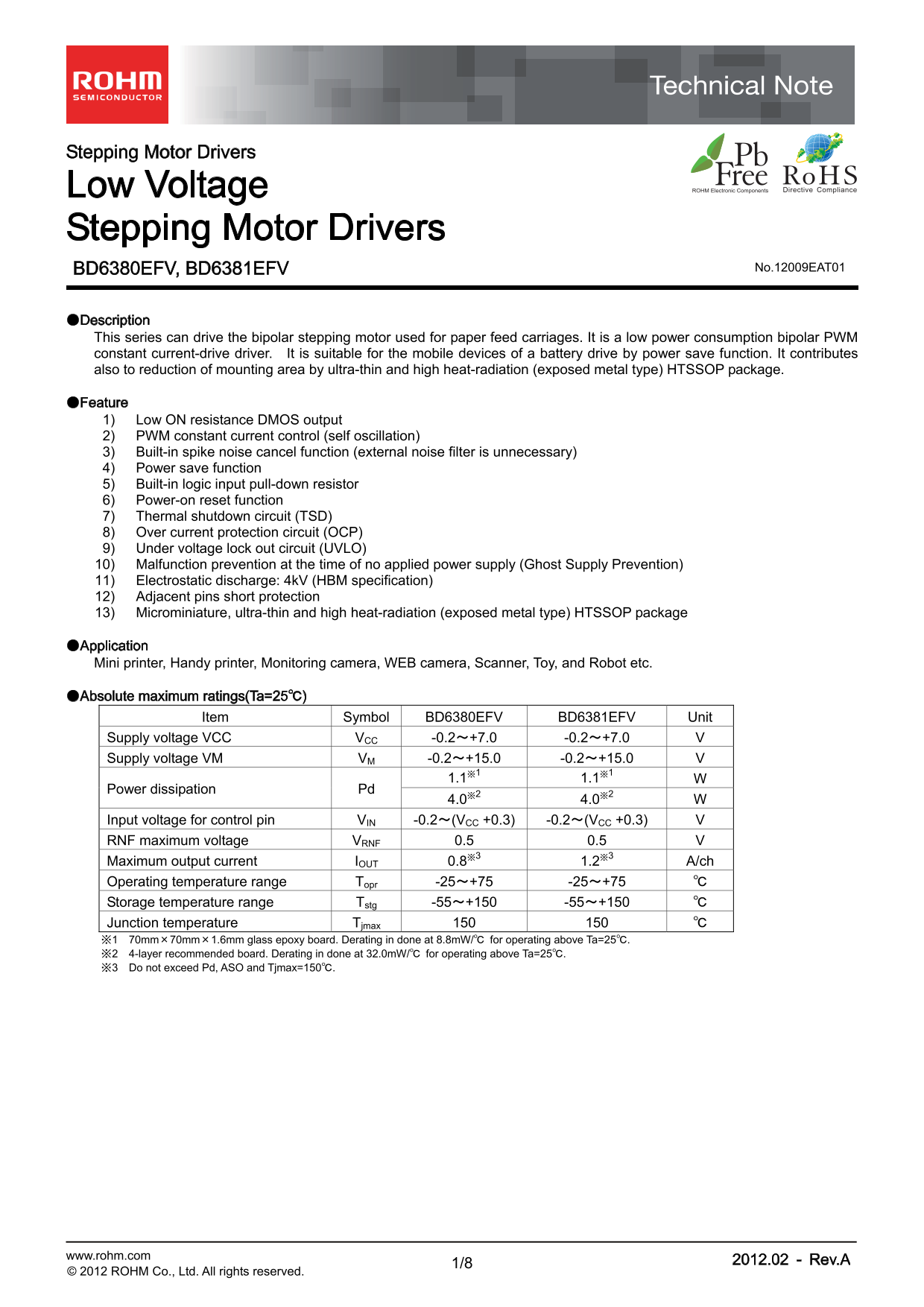 ROHM BD6380EFV Technical Note - Page 1
