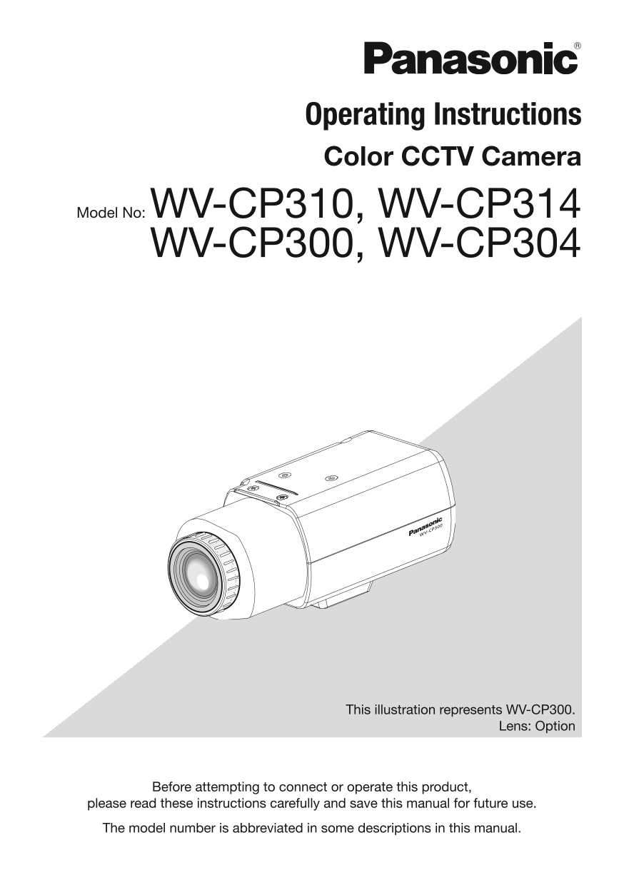 Panasonic WV-CP310, WV-CP314, WV-CP300, WV-CP304 User Manual - Page 1