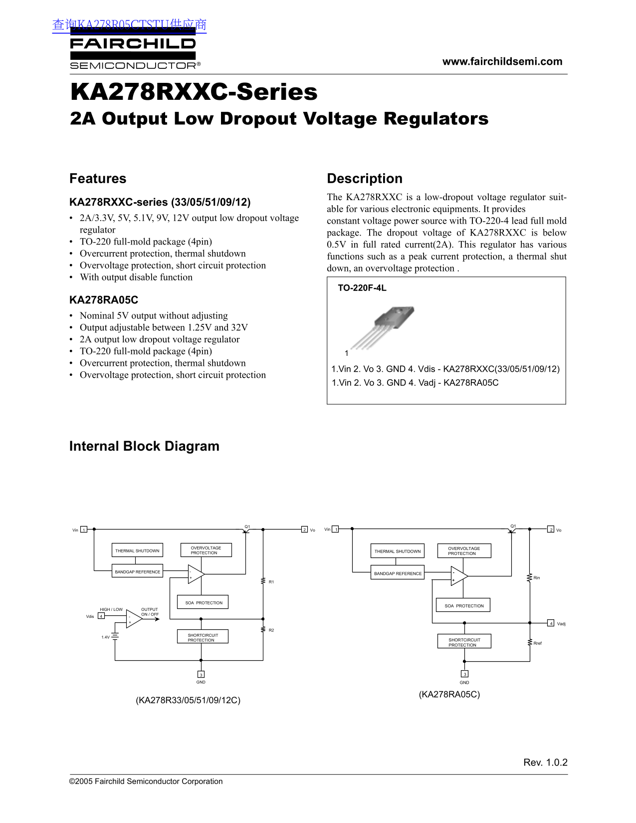Fairchild KA278RXXC-Series Data Handbook - Page 1