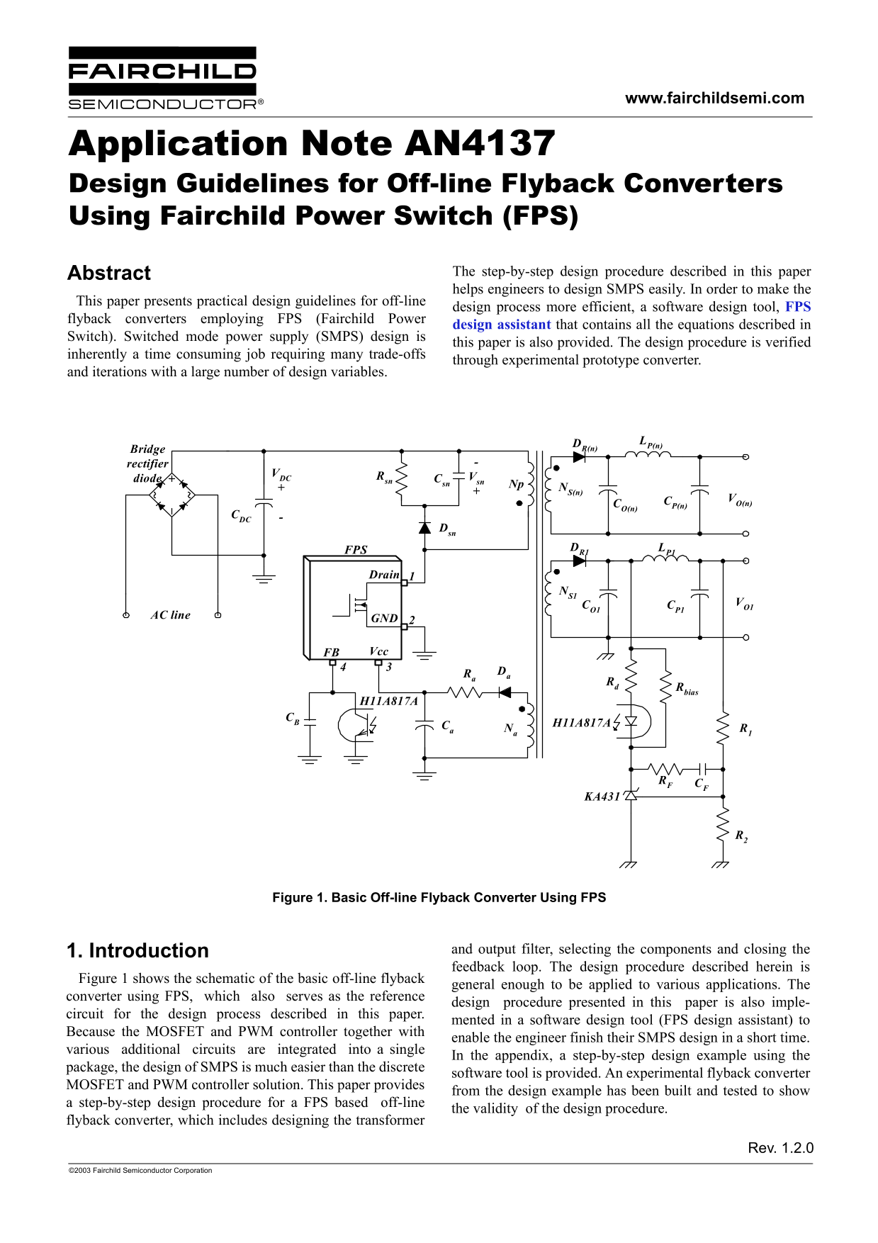 Fairchild Design Guidelines for Offline Flyback Converters using FPS - Page 1