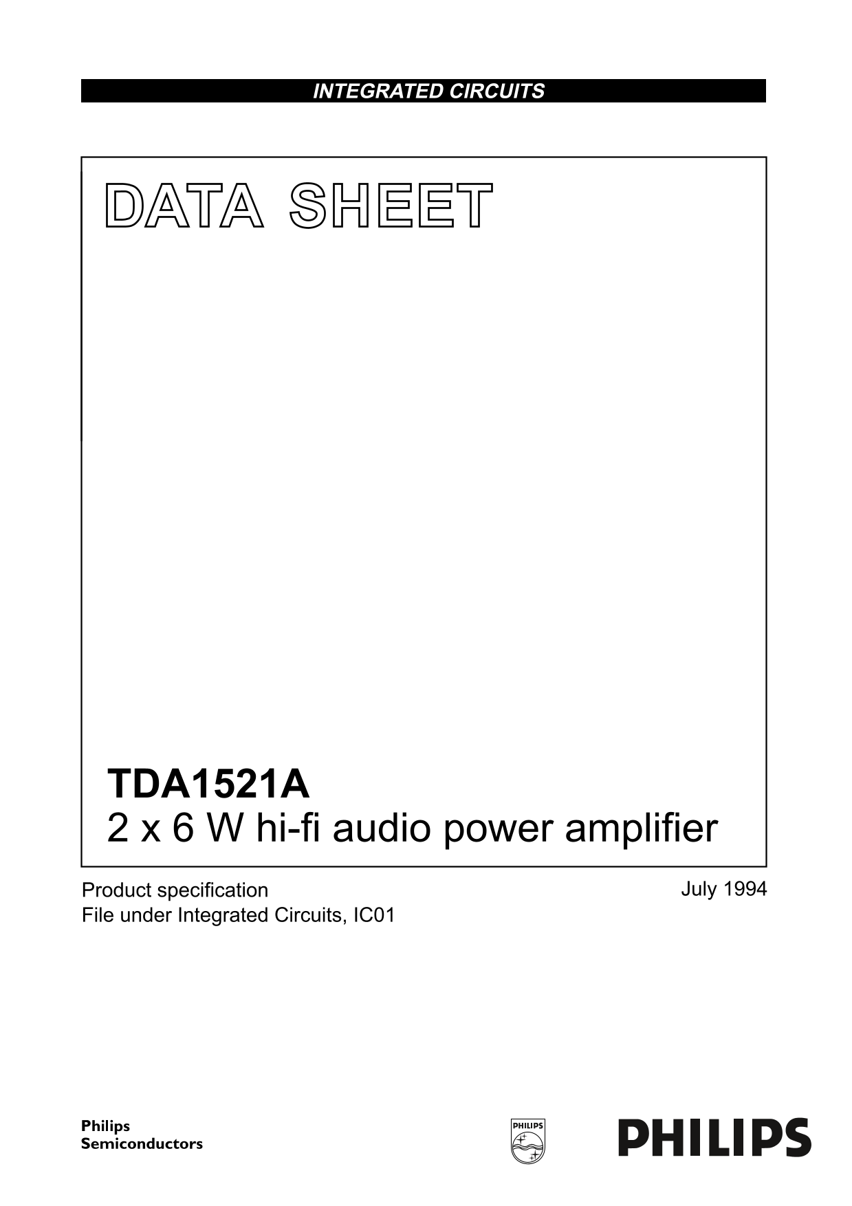PHILIPS TDA1521A Data Sheet / Manual - Page 1