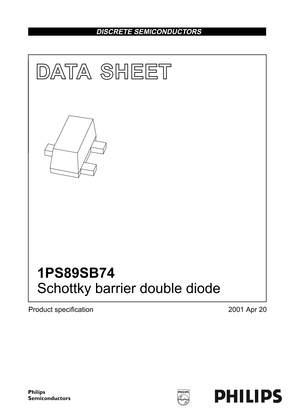 PHILIPS 1PS89SB74 Schottky Barrier Double Diode Data Sheet - Page 1