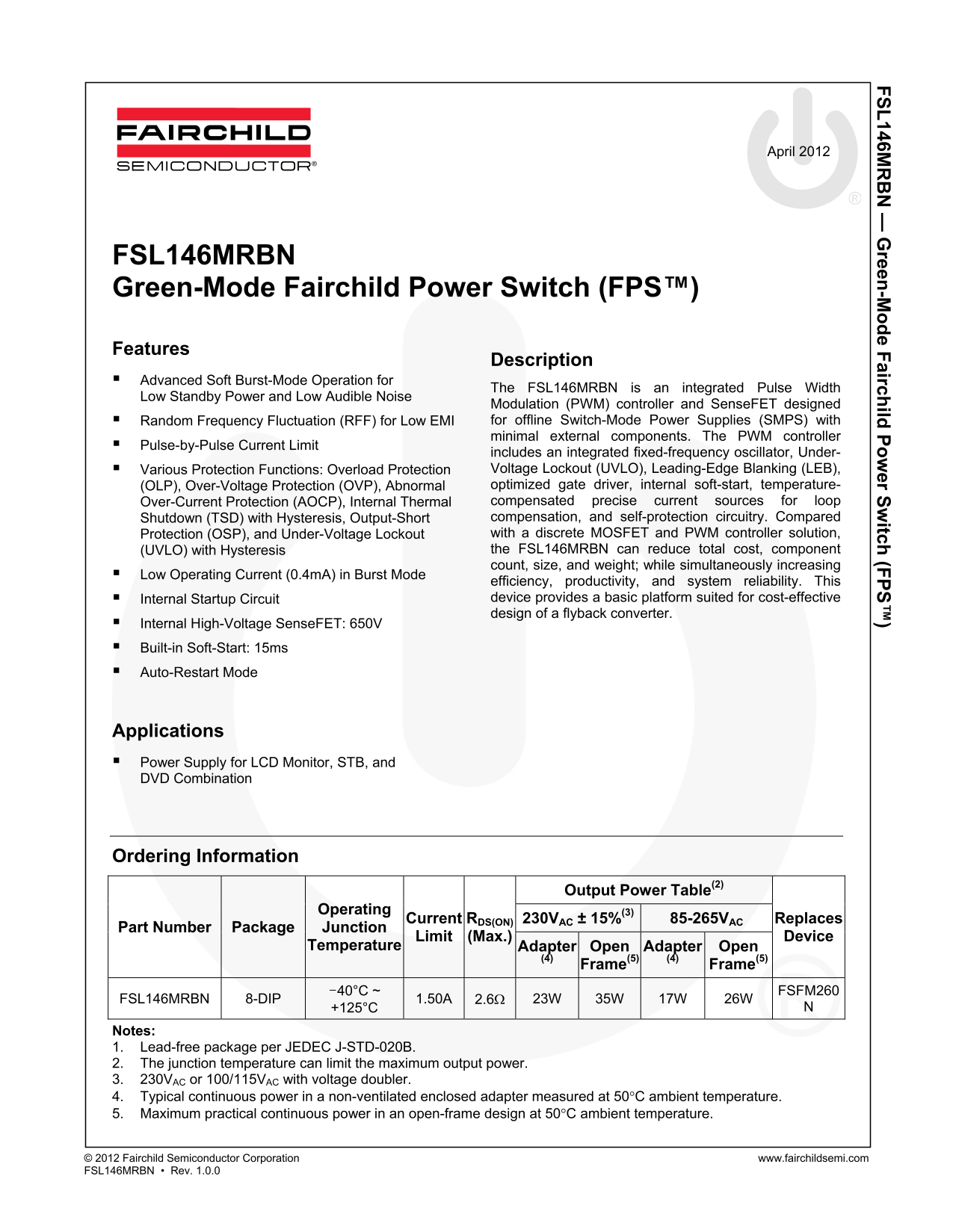 Fairchild FSL146MRBN Data Handbook - Page 1