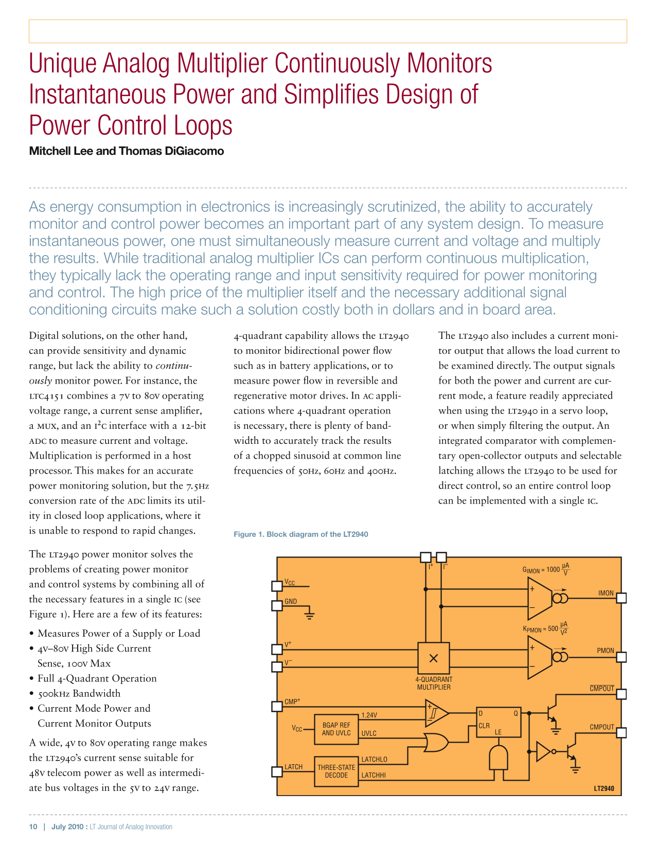 LINEAR LT2940 User Guide Manual - Page 1