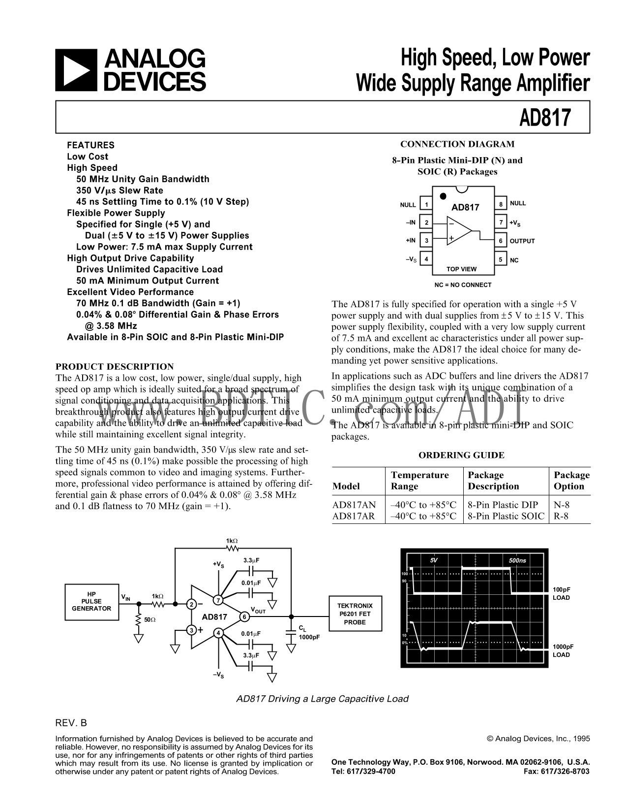 ANALOG DEVICES AD817 Data Sheet - Page 1