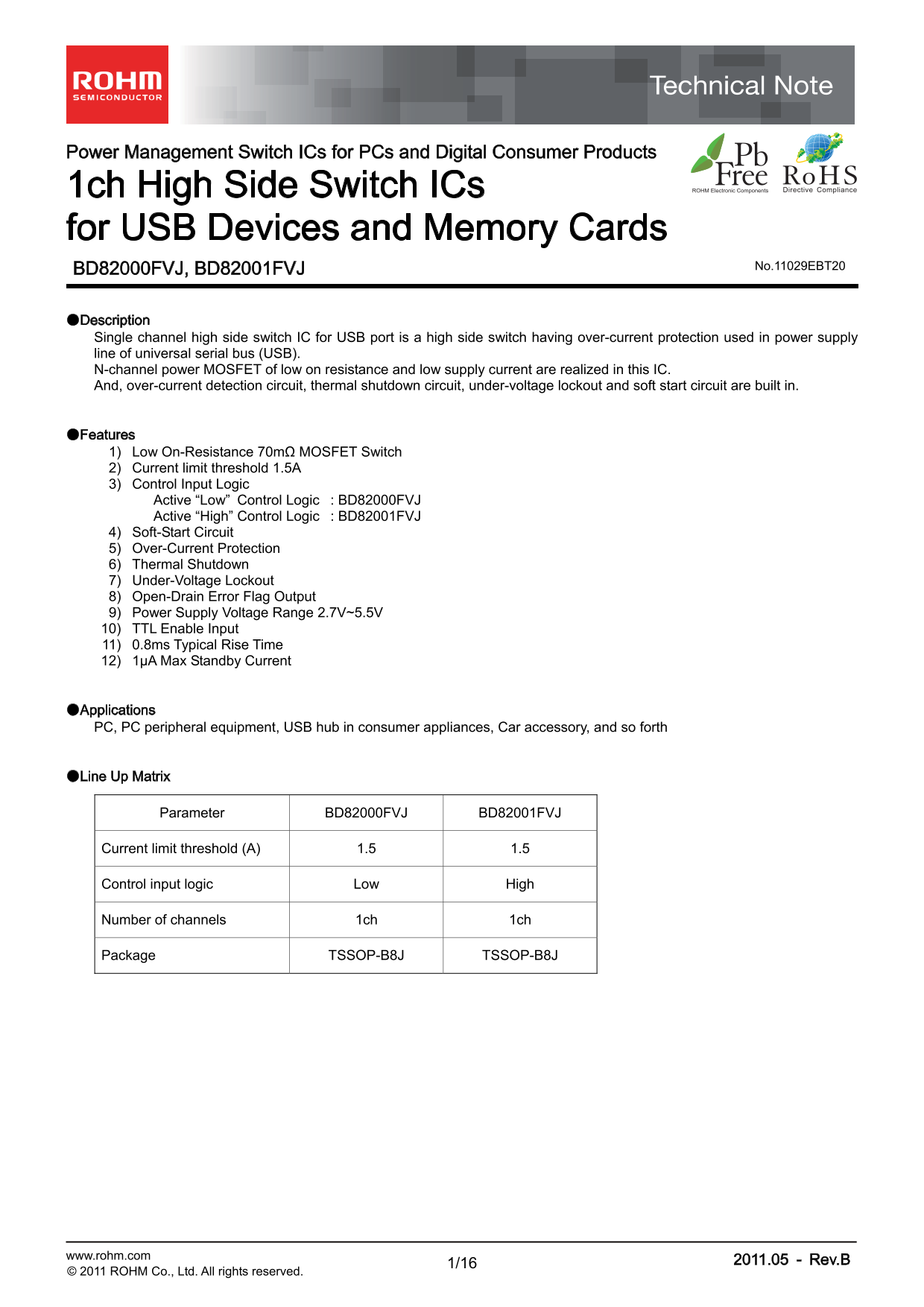 ROHM BD82001FVJ Data Sheet - Page 1