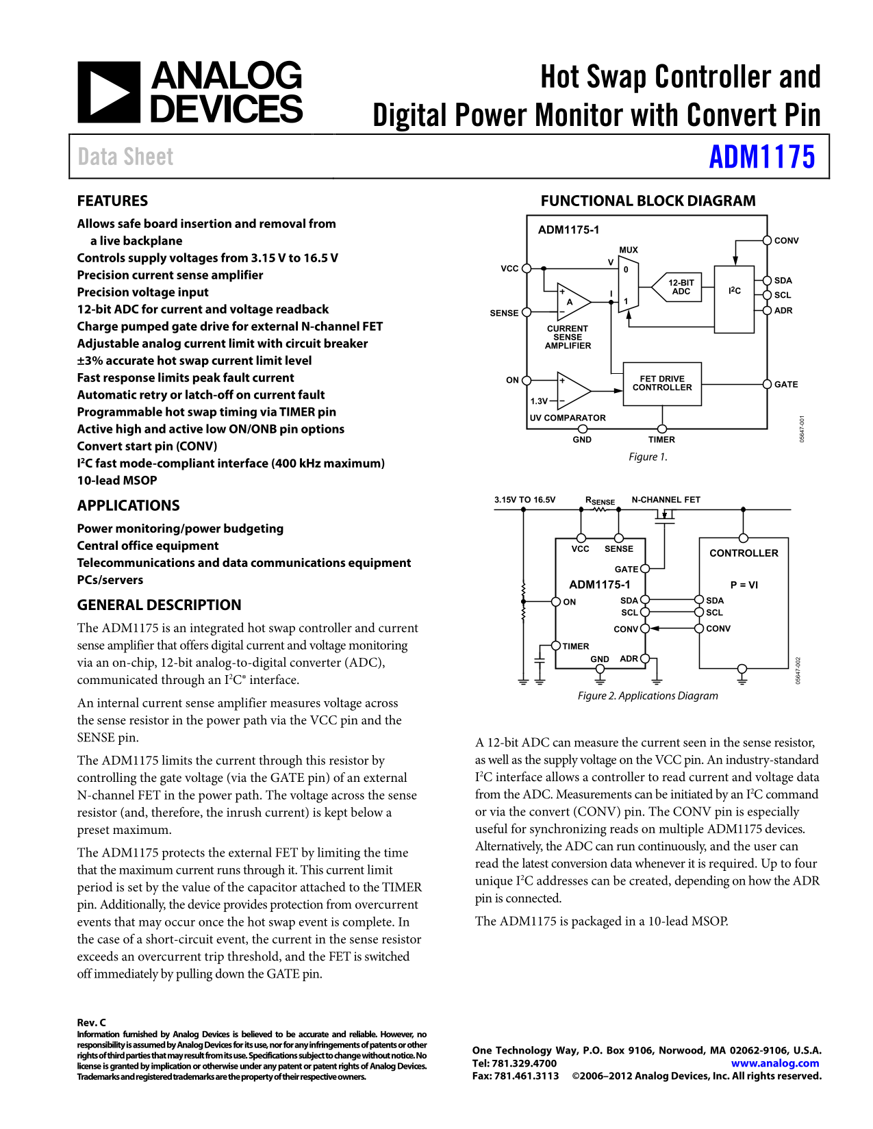 ANALOG DEVICES ADM1175 Product Data Handbook Rev B - Page 1