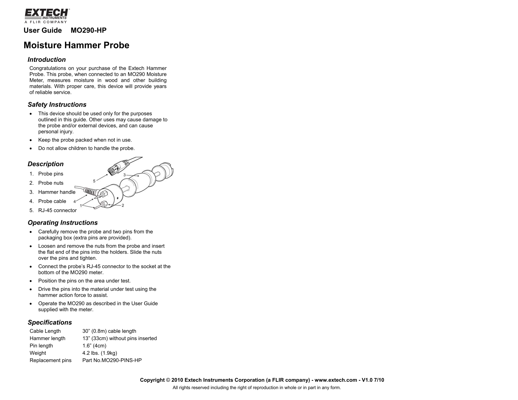 EXTECH MO290-HP User Guide and Manual - Page 1