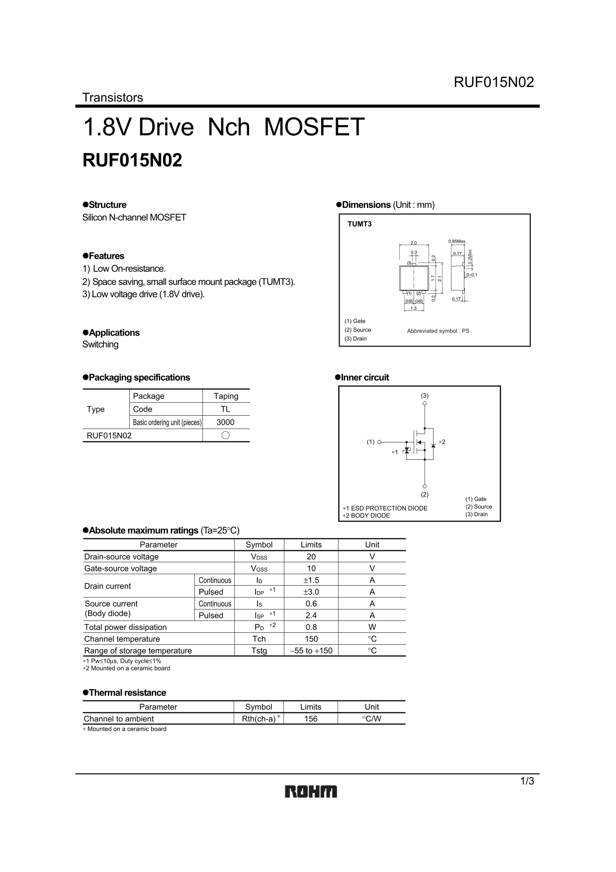ROHM RUF015N02 User Guide - Page 1