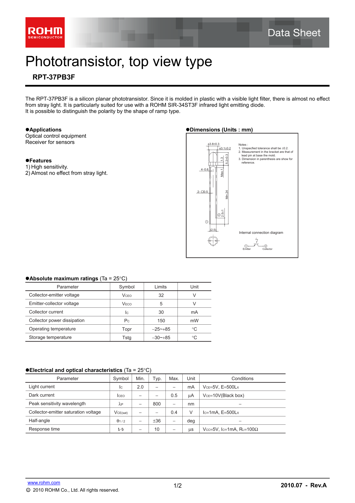 ROHM RPT-37PB3F Data Sheet - Page 1